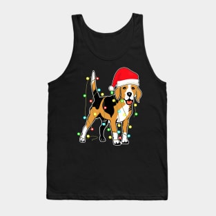 beagle christmas lights santa hat xmas Tank Top